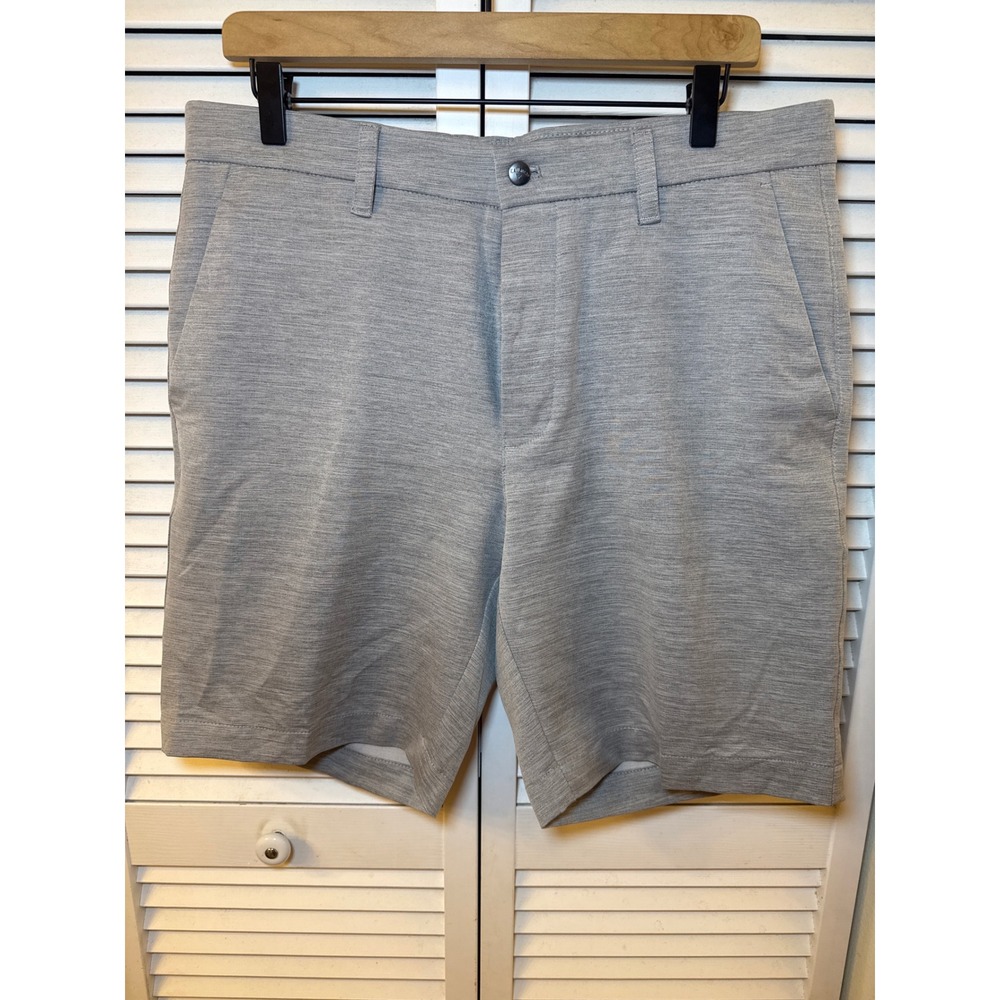 Callaway Men 34 Grey Heathered Performance Golf Shorts Stretch Flat Front Logo